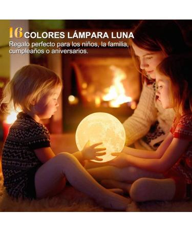AGM 16-Color LED Moon Lamp with Remote & Touch Control - 3D Printed Night Light for Bedroom Caf & Dining Room | 15 cm | Dimmable Mood Light - Buy Online on GoSupps.com