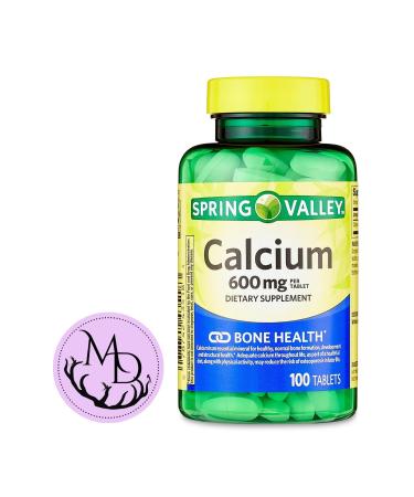 Generic Spring Valley Calcium 600 mg Dietary Supplement Bone Health Calcium + Includes Dri Store Sticker (100)