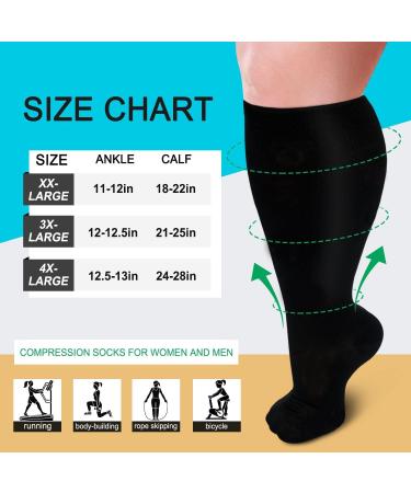 Buy Oversized Compression Stockings - Extra Large Graded Calf Support Socks for Travel Pregnancy & Nurses (3XL 4XL) - Buy Online on GoSupps.com