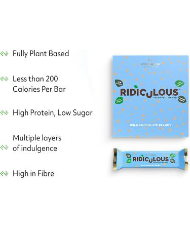 Protein Works Ridiculous Vegan Protein Bar - Wild Chocolate Peanut | 100% Plant Based | High Protein | Palm Oil Free | Award Winning | 9 Bars - Buy Online on GoSupps.com