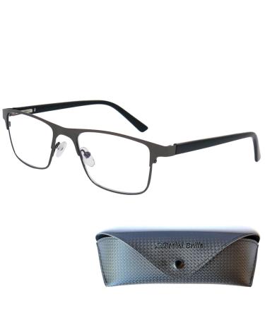 Mini Brille Metal Blue Light Blocking Reading Glasses Rectangle Lenses Stainless Steel Frame (Black) Women and Men Anti Blue Light Filter Graphite 2.0 Dioptres