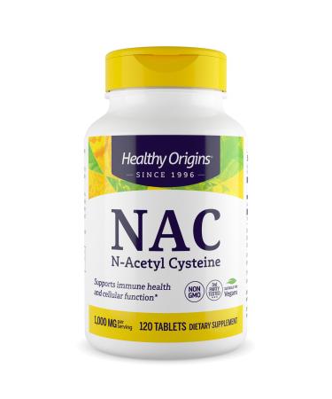 Healthy Origins NAC (N-Acetyl Cysteine) 1 000 MCG for Immune Health & Cellular Function - 120 Tables 120 Count (Pack of 1)