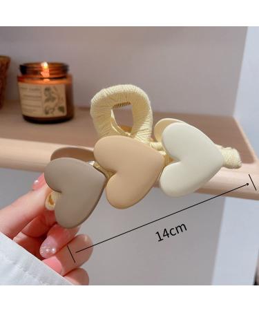 Sweet Heart Shape Acrylic Hair Claw Crab Clip for Women and Girls - Bohemia Hair Accessories in Khaki - Buy Online on GoSupps.com