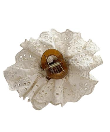 Limtula Lace Princess Large Hair Claw Clip Flower Hair Jaw Clip Balletcore Hair Catch Barrettes Hair Adornment Hair Ornamentatio Beige