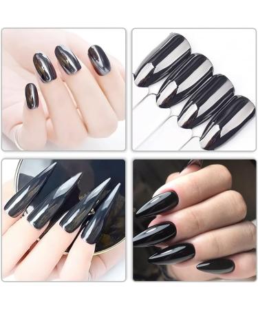 NOVAL Black Chrome Nail Powder Set | Pearlescent Aurora Mica Pigment | DIY Nail Art Decoration Kit with Sponge Sticks | for Nail Salon - Buy Online on GoSupps.com