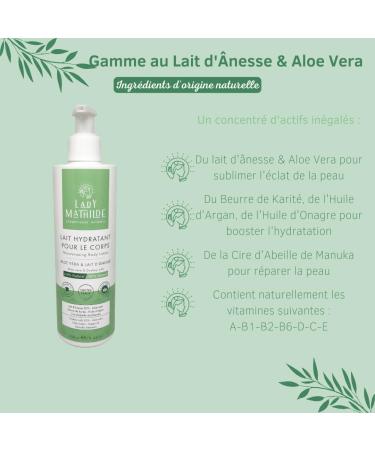 Lady Mathilde Moisturizing Body Lotion - 100% Natural Aloe Vera & Donkey Milk for All Skin Types - Hydrating for Dry & Sensitive Skin - Made in France - 250ml - Buy Online on GoSupps.com