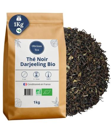Th Noir Darjeeling SFTGFOP1 Bio en Vrac - Th Vegan 100% Naturel Sans OGM - Agriculture Biologique - Conditionn en France - Sachet 1 kg (500 Tasses)