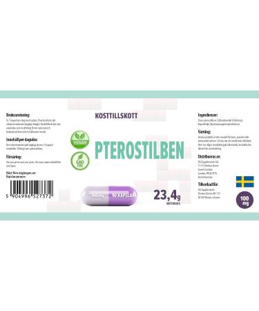 Pterostilbene 100mg 90 Vegan Third-Party Laboratory Tested High Strength Supplement - Buy Online on GoSupps.com