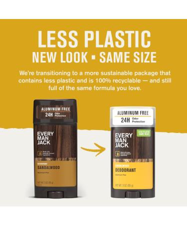 Every Man Jack Amber + Sandalwood Men s Deodorant - Stay Fresh with Aluminum Free Deodorant For all Skin Types - Odor Crushing Long Lasting with Naturally Derived Ingredients - 3oz (4 Pack) - Buy Online on GoSupps.com