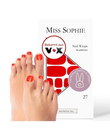 Original Miss Sophie Pedi Wraps I Too Hot for You Pedicure I 27 Ultra-D nne Nail polish stripes in single-colored I for tooth I sticks to natural and painted acrylic gel & shellac nails