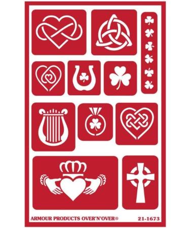 Armour Etch Over N Over Reusable Glass Etching Stencils - Irish Theme with Shamrock, Clover, Celtic Knot, Harp Designs - Buy Online on GoSupps.com