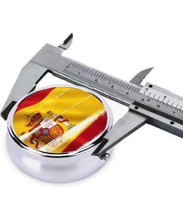 Spain Flag Portable Metal Pill Box - 3-Compartment Travel Organizer for Small Pills - Hinged Fastening Design - Buy Online on GoSupps.com