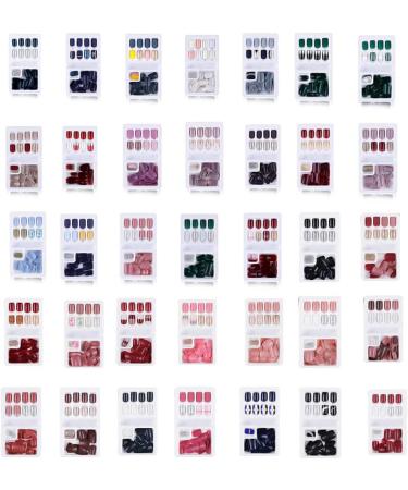 dijiusidy 1 Set Glue on Nails Medium Length Toe Press on Stick Solid Color Art Decals Beauty Tool Salon Supplies DIY Manicure Kit Type13 F635 Type13 F635 - Buy Online on GoSupps.com