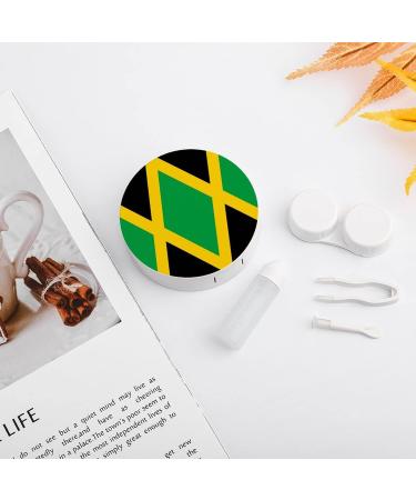 Jamaican Flag Round Case For Contact Lens Kit Storage Box with Mirror Printed - Buy Online on GoSupps.com