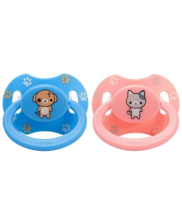 LittleForBig Bigshield Generation-II Adult Sized Pacifier Printed Set - Pink Kitty and Blue Puppy Pink Kitty & Blue Puppy