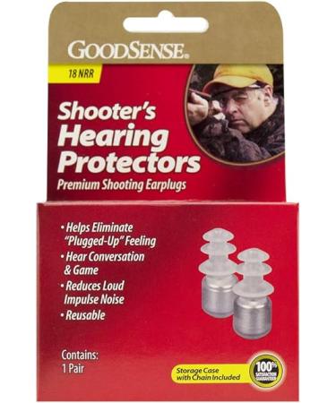 Goodsense Shooter's Hearing Protectors, 18 NRR, Premium Shooting Earplugs, Helps Eliminate Plugged-Up Feeling, Hear Conversation & Game, Reusable, 1 Set