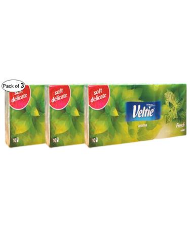 Veltie Aroma Pocket Tissues- Fresh Mint (10 In 1 Pack) (Pack of 3)
