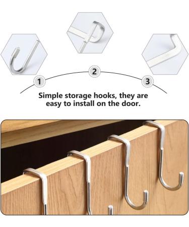 Healeved 6pcs Stainless Steel Hangers Over Door Coat Hooks Hat Hanging Hooks Perforated Door Clothing - Buy Online on GoSupps.com