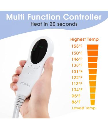 JKMAX Heating Pad for Back Pain Relief - 10 Heat Settings - Moist/Dry Heat Therapy - Machine-Washable - 12x24 Inch Grey - Buy Online on GoSupps.com
