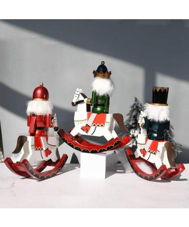 Wooden Rocking Horse Christmas Nutcracker Decorations 12 Inch Nutcracker Soldier Figurine Ride Rocker Horse Toy Xmas Gift Collectible Holiday Decor Home Ornaments Christmas Decoration(A) - Buy Online on GoSupps.com