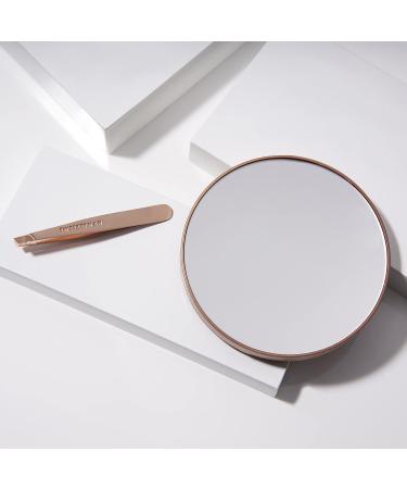 TWEEZERMAN Rose Gold Mini Tweezers & 10x Cosmetic Mirror Set | Travel Size Gift for Effortless Beauty - Buy Online on GoSupps.com