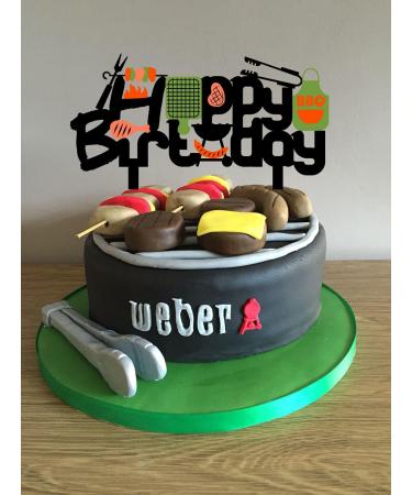 HAKPUOTR Barbecue Happy Birthday Cake Topper BBQ kebabs Happy Birthday Cake Topper for Kids Birthday Party Decoration Cooking/BBQ Theme Party Cake Decoration Acrylic - Buy Online on GoSupps.com