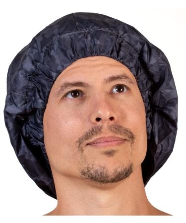 Men Shower Cap For dreadlocks, braids, curls, locs, curly Hair. Waterproof, Reusable, Large shower cap for mens hair. Terry cloth lined, elevated, sleek looking shower caps (Black Camouflage)