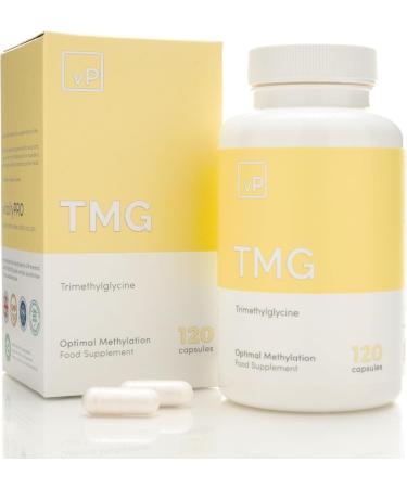 vP Vitality Pro TMG 500mg x 120 Capsules - Third Party Tested Over 99% Purity - Vitality Pro Trimethylglycine Supplement - High Strength TMG Supplement