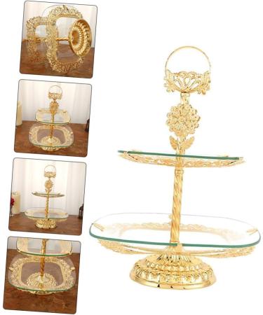 Alipis European Style Fruit Plate Food Tray Decor Cake Stand Golden Tea Table Fruit Plates Desk Child Glass - Buy Online on GoSupps.com
