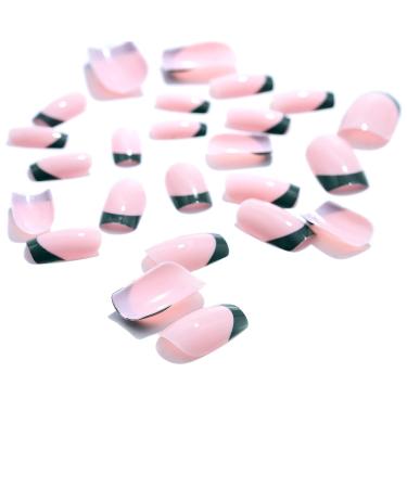 Sethexy Olive Green Short Square French Press On Nails 24 Pcs Acrylic Stick-On Nails for Women & Girls - Buy Online on GoSupps.com