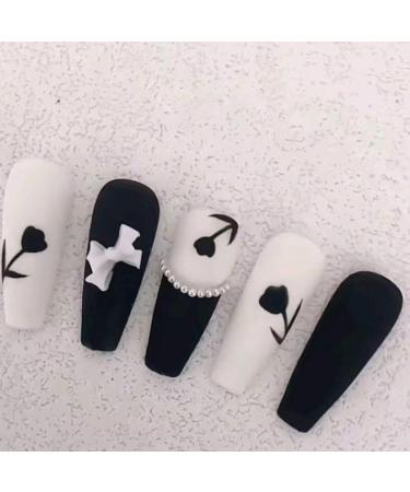 Temperament-enhancing manicure dark and simple spice girl bow manicure niche finished product photo wearing removable nails.(M) - Buy Online on GoSupps.com