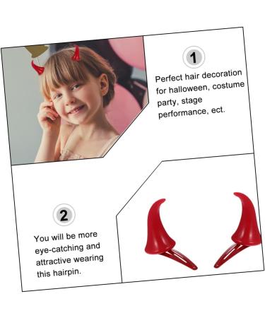 ABOOFAN 6 Pairs Halloween Decorative Red Horn Barrettes Horns Cosplay Demon Hair Clamps Bang Ox Horn Halloween Hair Clip Small Horn Hair Clips Metal Snap Hair Clips Demon Horns Cute Props - Buy Online on GoSupps.com