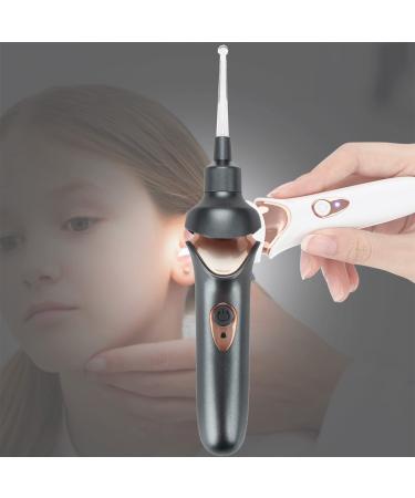 Ear Wax Removal Kit Rechargeable Earbud Cleaner Kit Ear Wax Scoop Digger Soft Tip Electric Ear Scoop with Light Black