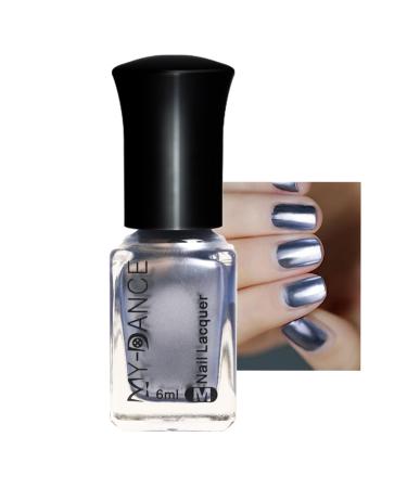 Metallic Nail Polish Mirror Effect Blue Nail Varnish Quick Dry & 7 Days Long Lasting Nail Paint Metal Gloss Nails Lacquer Non Toxic Formula for Women DIY Home Manicure (6ml) TJ013 6 ml (Pack of 1)