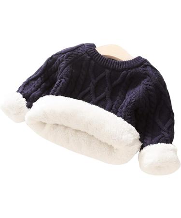 De feuilles Toddler Unisex Cable Knit Pullover Sweater | Chunky Knit Jumper with Warm Lining | Yellow/Navy Blue | 8-9 Years - Buy Online on GoSupps.com