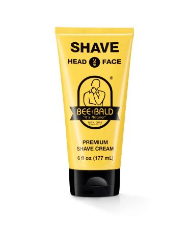 BEE BALD SHAVE Premium Shave Cream Goes On Light & Slick For A Shave That's Incredibly Smooth & Quick For Both Face And Head, 6 Fl. Oz.