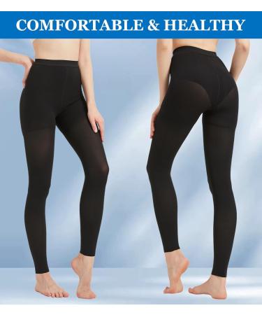 MGANG Medical Compression Pantyhose for Men & Women - Footless Waist High Support Stockings 15-20 mmHg Opaque Compression for Edema & Varicose Veins Black L - Firm Support Hose - Buy Online on GoSupps.com