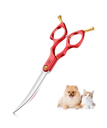 Purple Dragon 6 inch dog cups bent for dogs and cat grooming scissors with ultra -light space Aluminum handle jp 440c steel professional fur shear dogs for dog hairdressers and beginners red 6 " - Buy Online on GoSupps.com