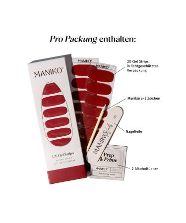 Maniko UV Gel Strips - Vegan & Long-Lasting Self-Adhesive Nail Film for Natural Nails (20 Vintage Velvet Strips) - Up to 2 Applications - Buy Online on GoSupps.com