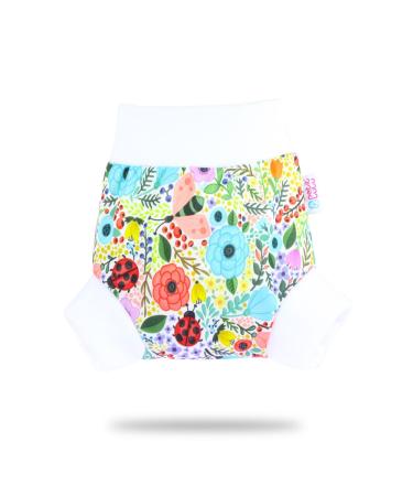 Petit Lulu Pull Up Cloth Nappy Wrap | Size XL | Washable Diaper Wrap | Reusable Cloth Nappies | Made in Europe (Blooming Garden)