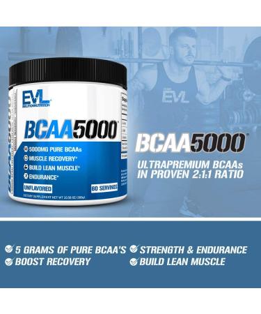 EVLution Nutrition BCAA5000 Unflavored - 10.58 oz (300g) | Premium Amino Acids for Energy & Recovery - Buy Online on GoSupps.com
