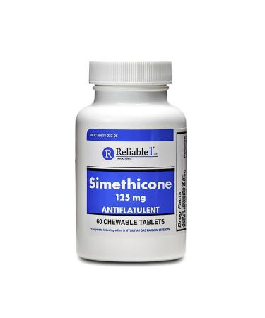 Reliable 1 Simethicone 125 mg Anti-Gas 60 Peppermint Tablets (2 Bottles)