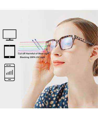 Buy 2 Pairs Oversized Retro Reading Glasses for Women | Blue Light Blocking Square Readers - Leopard & Red 2.25x - Buy Online on GoSupps.com