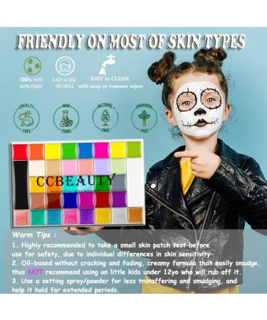 CCbeauty 36 Colors Face Body Paint Kit with 10 Brushes | Neon Face Painting Palette Set for Halloween SFX Special Effects Cosplay Costume Makeup - Buy Online on GoSupps.com