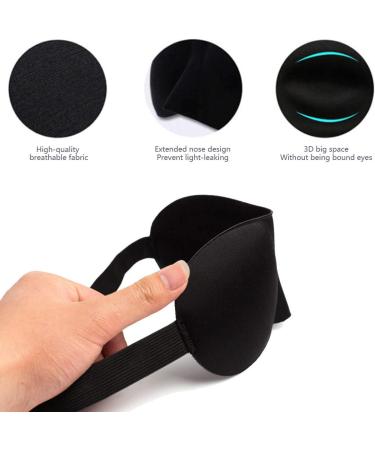 3 Pack Sleep Mask Set - Blackout Eye Masks with 3D Contoured Design for Men and Women - Includes Ear Plugs - Perfect for Travel, Nap, Meditation, and Night's Rest - Buy Online on GoSupps.com