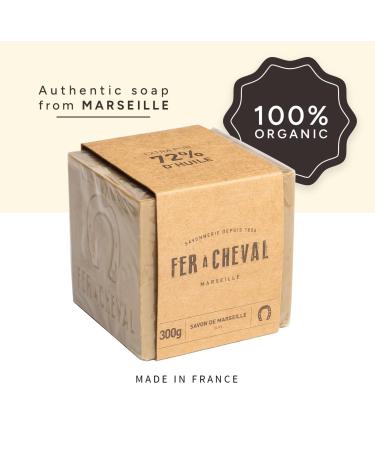 Fer Cheval Pure Olive Savon De Marseille Soap Bar - Authentic 300g Natural Plant-Based French Olive Oil Soap for Luxurious Skincare - Buy Online on GoSupps.com