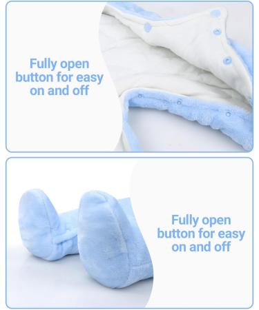 JiAmy Baby Winter Hooded Romper Fleece Snowsuit Jumpsuit - Cartoon Cat Outfit (Blue) | 0-12 Months - Buy Online on GoSupps.com