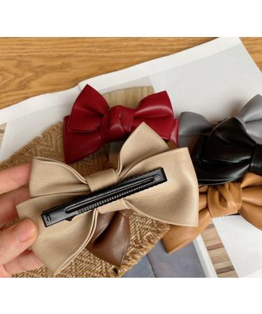 4-Piece Handmade PU Leather Hair Bow Clip Set for Women - Bow Alligator Clips Hair Barrettes - Buy Online on GoSupps.com
