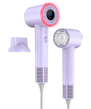 Hair Dryer High Speed Fast Drying Hair Dryers Negative Ionic Portable Blow Dryer with 110000 RPM Brushless Motor Lightweight Low Noise Thermo-Control Hairdryer with Nozzle for Home Travel Light Purple