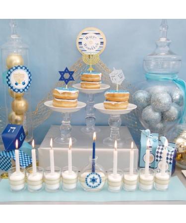 24Pcs Hanukkah Cupcake Toppers Candlestick Hexagram Decorations for Hanukkah Party Decoration Supplies - Buy Online on GoSupps.com